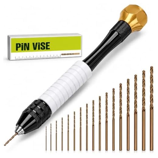 Pin Vise Hand Drill for Jewelry Making - Craft911 Manual Craft Drill Sharp HSS Micro Mini Twist Drill Bits Set, Small Hand Drill for Resin, Rotary Tools for Wood, Jewelry, Plastic, Miniature - Golden