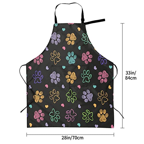 Wisedeal Dog Animal Paws Adjustable Bib Neck Apron Polyester With 2 Pockets Cooking Kitchen Aprons For Men And Women Chef, Mom Aunt Apron For Christmas Birthday Gifts For Grilling Bbq Chef Apron #TOP4