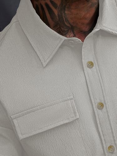 Image of GRECIILOOKS Shirt for Man | Classic Summer Shirt for Man | Men's Regular Fit Soft Cotton Blend Casual Shirts with Button Closure
