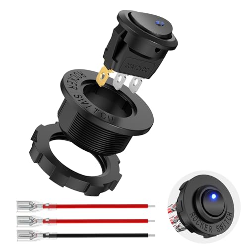 Image of Nilight 1PC LED Rocker Switch 12V 20A Blue Lighted ON Off Round Toggle