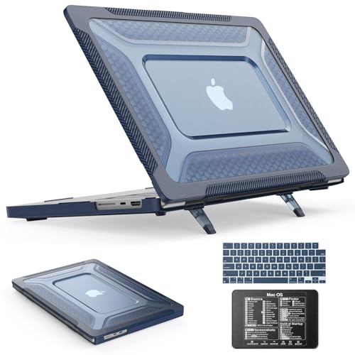 SEYMAC stock Case for MacBook Pro 16 inch, Shock-Absorbing Protection with Folding Stand &Mouse Pad Case for MacBook Pro 16 inch, Blue