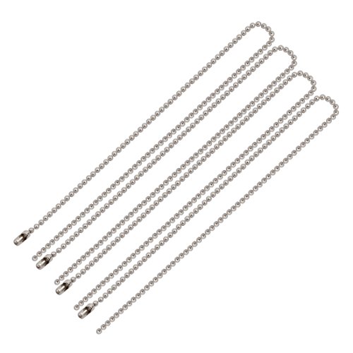 Aexit 4Pcs Stainless Lighting fixtures and controls Steel Clasp Chain Ball Keychain Silver Tone 1.5mm Dia 12cm Length
