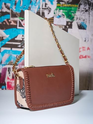 Image of ZOUK Small Shoulder Bag Bag for Women | Stylish Vegan Leather Shoulder Bag with Gold Chain Handle | Water-Resistant | Chic & Handcrafted Purse |