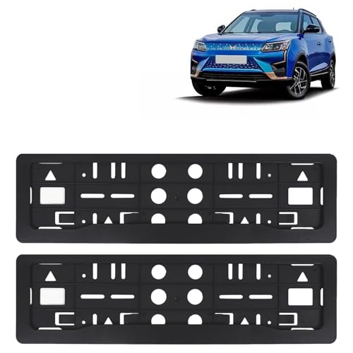 Image of KINGSWAY XUV 400 Car Number Plate Frames for All 2023 Onwards Models of Mahindra Car Registration Plate Holders, Black Licence Plate Covers (Front and Rear), Universal Size 51.5 x 14.5 cm