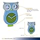 TFA Dostmann Kinder-Wanduhr Willy, 60.3052.06, geräuscharm, Pendeluhr, in Eulen-Form, ideal für das Kinderzimmer, blau, (L) 207 x (B) 62 x (H) 332 mm