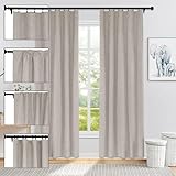 Fcosie Light Taupe Linen Look Drapes, 100% Blackout Curtains 42" Wx90 L, Thermal Insulated Curtain Panels, 4-in-1 Top Window Curtain Draperies for Home Office Cafe Theater Club Patio Hotel, 1 Panel