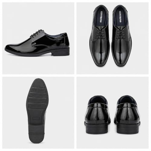 Image of Centrino Formal Shoes for Men | Glossy Lace-Up Derby Dress Shoes | Comfortable Stylish Footwear for Office, Parties & Business Wear | Sleek Classic Design (8233)