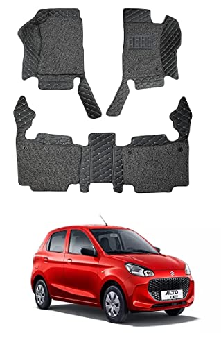 Image of Auto Hub Premium 7D car mat Maruti Alto K10, Luxury Double-Stich 7d Car Floor Mat Complete Set, 100% Waterproof and Washable, Color : Black
