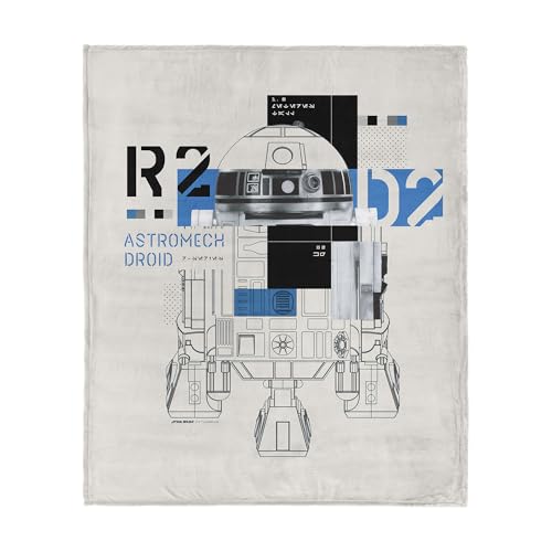 Star Wars Classic R2-D2 Astromech Droid Throw Blanket, Ultra-Soft Silk Touch Fleece, Lightweight Warm Galaxy-Themed Bedding for Kids or Adults, Cozy Couch, Bed, or Travel Blanket, 50 x 60 inches