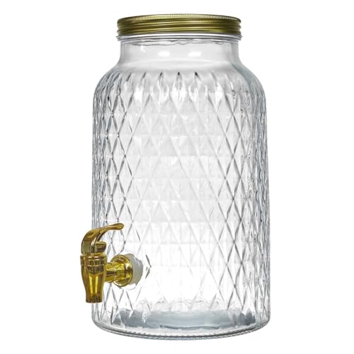 HOME DECO FACTORY - KA6280 Fontaine à Boissons Design Diamant - Conçu pour Cocktails, Bières et Jus - Robinet Pratique - Capacité 6 Litres - Transparent