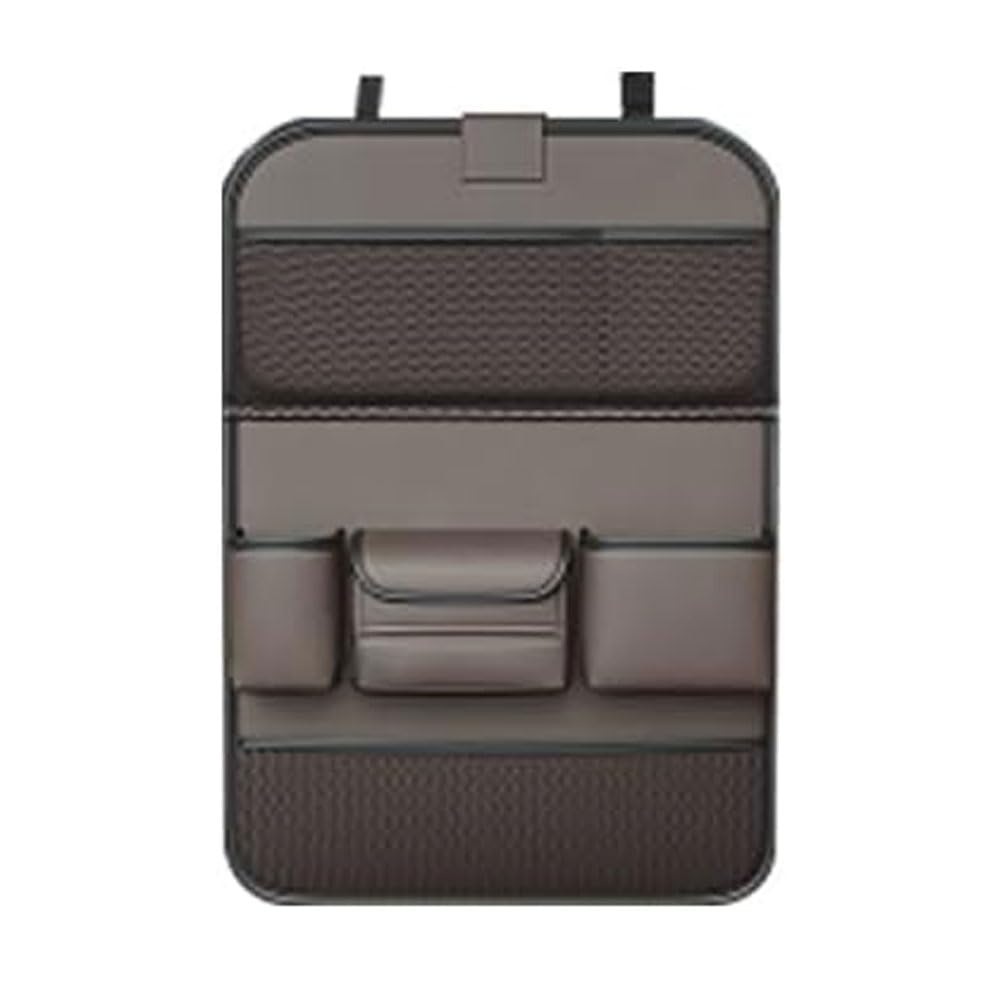 Organizer Auto per Peugeot 4007 4008, Pelle PU Organizzatore Sedile Posteriore Borsa Portaoggetti con Multi Tasca e Tavolino Pieghevole,B/Brown