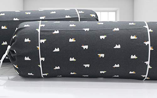 Image of AURAVE Cotton Flannel 144 TC Bolster Cover with Drawstring Closure, Set of 2, Soft Breathable Durable Machine Washable for Sofa Bed & Home Decor, 15 inchx30 inch, Multi | Cover Only