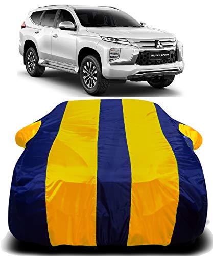 Image of Waterproof Car Cover with Ultra Surface Body Protection (Yellow Stripes) (Mitsubishi Pajero Sport)