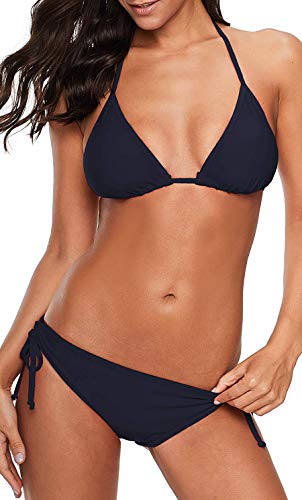 JFan Costumi da Bagno Triangolo Due Pezzi con Allacciatura Bikini Piegatura Sexy sul Fondo della Cravatta