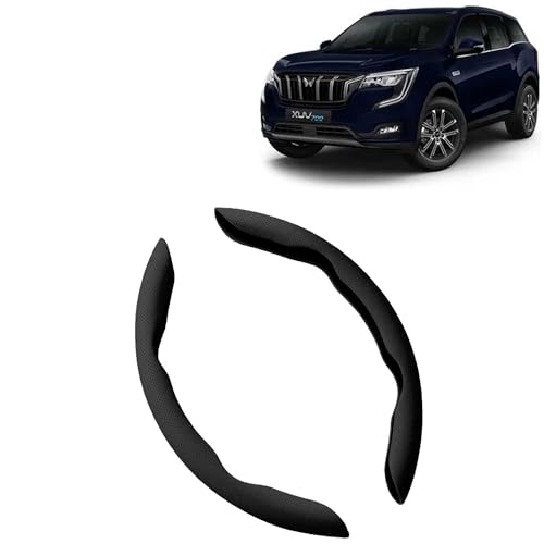 Image of KINGSWAY Premium PU Leatherette Black Steering Wheel Grip Cover Compatible with Mahindra XUV 700 (Year 2021 Onwards) - Universal Use Stylish and Non-Slip Car Interior Accessories, Set of 2 Pieces