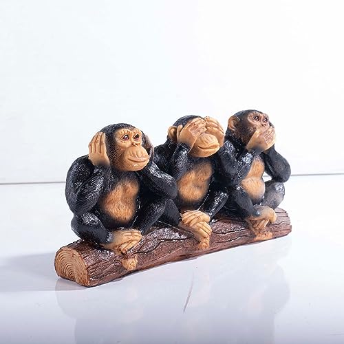 Image of AUGEN Polyresin Three Wise Monkeys Statue Showpiece for Home Decor Decoration and Gifting (6772A4, 23.5cm)