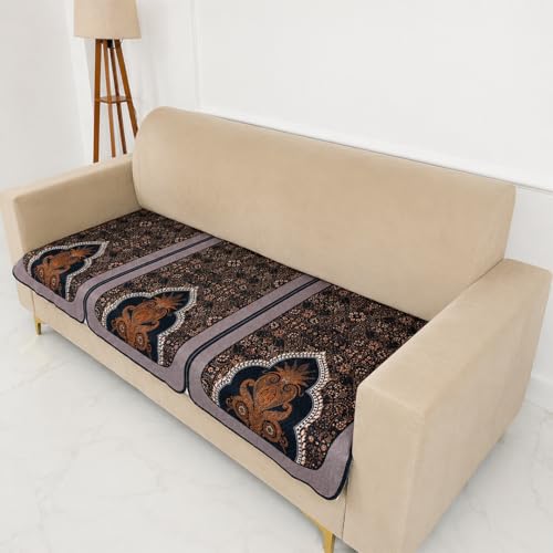 Image of Homerz Premium 'Maharaja Paradise Series' Sofa Cover | Net Fabric Sofa Cover | Washable, Anti-Dust Backed & Wrinkle Resistant Cover (Sheesh Mahal, 3 Seater, Only Seat Cover)