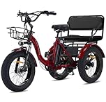 Two Seater Electric Trike for Adults 1350W Brushless Motor, Long Range 80–90 Miles 48V Removable Battery Fat Tires Comfortable Seats with Storage Baskets Hydraulic Disc Brakes