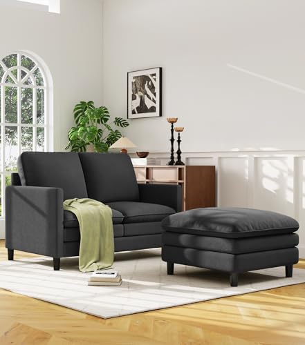 Image of Welzona 3-Layers Cloud L Shaped Couch, 51 inch Teddy Sofa and Loveseat Set