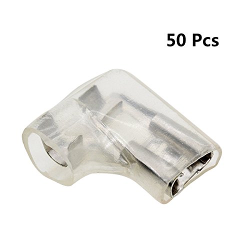 Yxq 6.3Mm Crimp Terminal Spade Connector W Cover Right Angle L Type Silver (50 Pcs) #TOP1