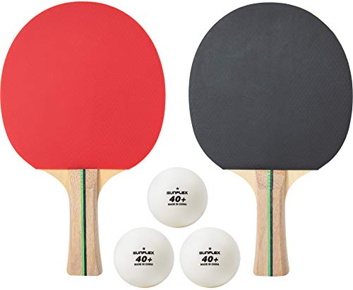Sunflex Midi Table Tennis Set - Ping Pong Set for Kids - Set Includes Two Midi Size Rackets and Three Plastic 40+ Table Tennis Balls - Learning Table Tennis Sports Set