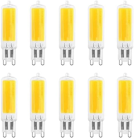 LUXRITE G9 LED Bulb Dimmable 4.5W, 50 Watt T4 G9 Halogen Equivalent, 2700K Warm White, 450 Lumens, Glass G9 Bi Pin Base, 320 Beam Angle, ETL Listed (10 Pack)