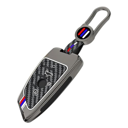 4 Buttons Key Cover for BMW, BMW Accessories Car Key Protector with Keyring Screwdriver, Luminous Key Fob Cover Compatible with 2017-2021 X1 X3 X4 X5 X6 3 5 7 Series F45 G30 G32 BMW keyring (Grey)