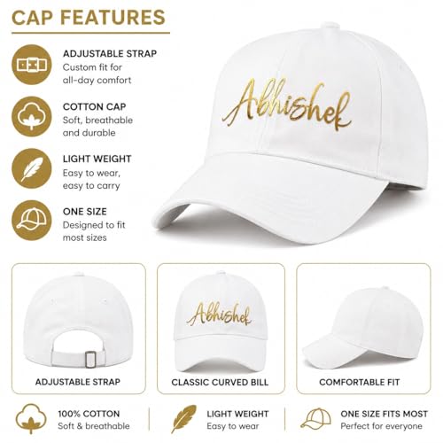 Image of AICA Personalised Name Cotton Cap for Men & Women � Black, Free Size | Gifts for Men & Women