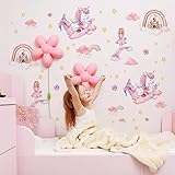 Unicorn Wall Decals for Girls Bedroom,Unicorn and Pink Fairy Stickers for Wall Kids Living Room Nurs