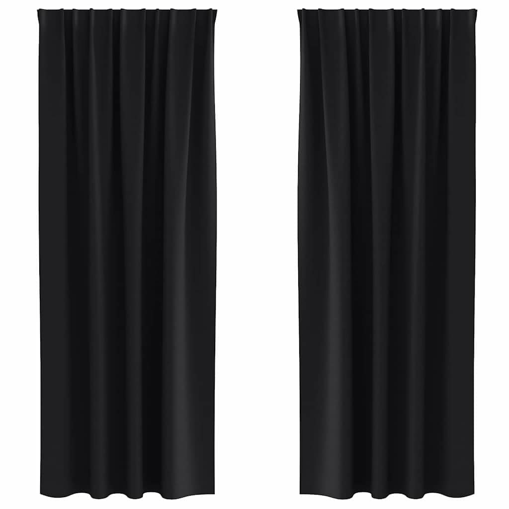 vidaXL Cortinas Opacas con Anillas 2 uds. Negro 260 x 140 cm Poliéster
