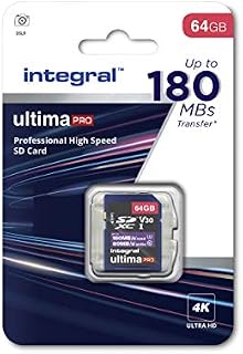 Integral 64GB SD Card 4K Video Read Speed 180MB/s and Write Speed 80MB/s SDXC V30 U3 180-V30 Our Fastest Ever High Speed SD Memory Card