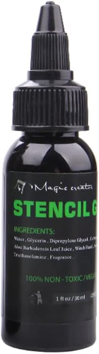 Illusionist Magic Creator Tattoo Stencil Transfer Gel Solution- Produces Dark & Clean Stencils - Lasts All Day (1 Ounce)