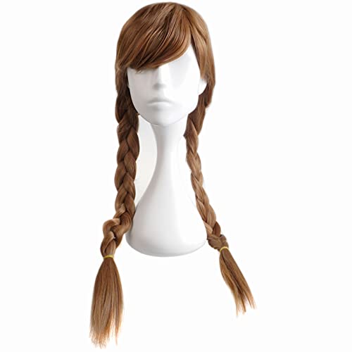 Perruque cosplay pour fans de La Reine des Neiges | Perruque de princesse d'Anna | Couleur: brun