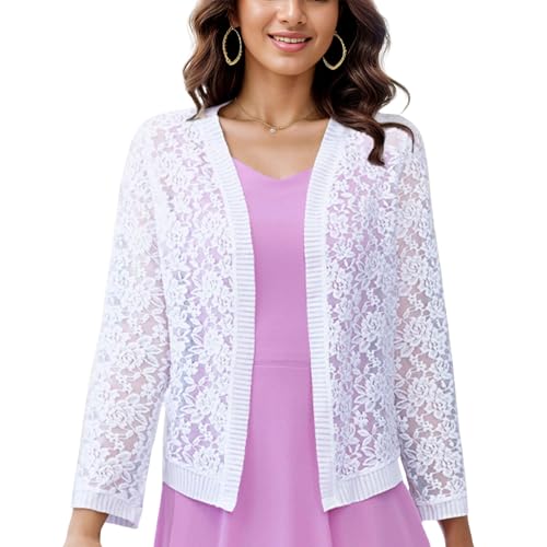 FindThy Women’s Open Front Lace Cardigan Long...