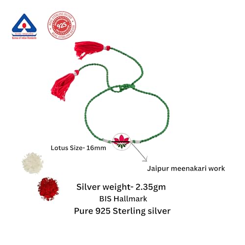 Image of ROOVI Pure 925 Sterling Silver Rakhi for Bhai with Roli Chawal | Chandi Ki Rakhi Original | Krishna Morpankh, Trishul, Ganesh, Ram, Om, Evil Eye, Infinity Rakhi for Brother With Certificate