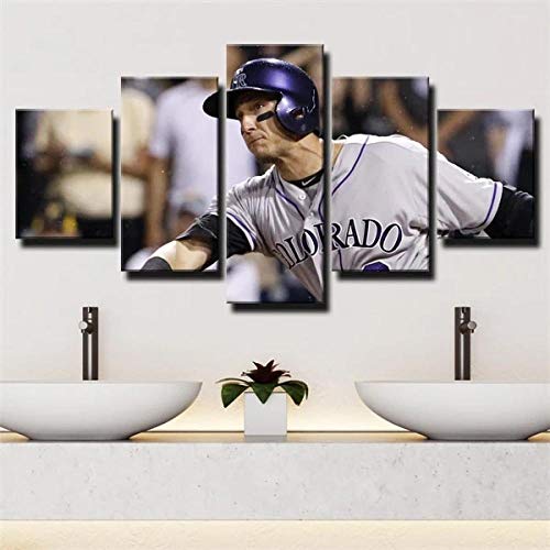 YOPLLL Cuadros De Lienzo Decoracin para El Hogar 5 Piezas Paintings Wall Art Prints Modern Poster Modular Bed Background Campocorto De Bisbol Tulo(Sin Marco)