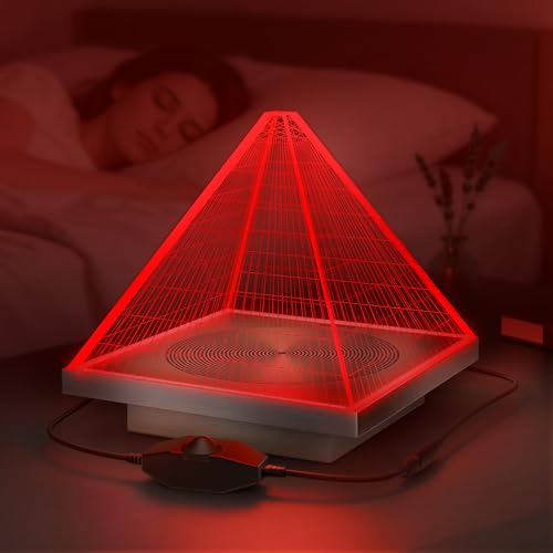 kylineroes Red Light Therapy Lamp with Frequency Generator 670nm Red Light for Sleep Aid Stress Relief Meditation & Yoga Blue Light Blocking Dimmable Calming Lamp for Bedroom & Relaxation