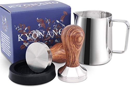 New! KYONANO Wood Espresso Tamper 51mm, Coffee Tamper with Dalbergia Odorifera Handle, Incl