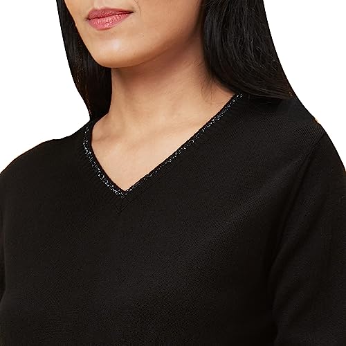 Image of Globus Women Black Solid V-Neck Casual Top-3638063002