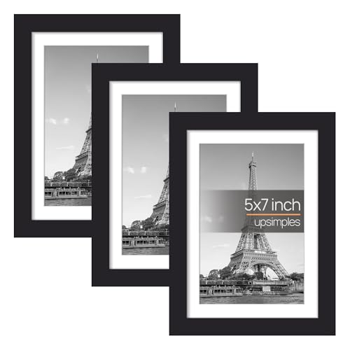 upsimples 3 Pack 5x7 Frame Black 5x7 Picture Frames Versatile Photo Frame