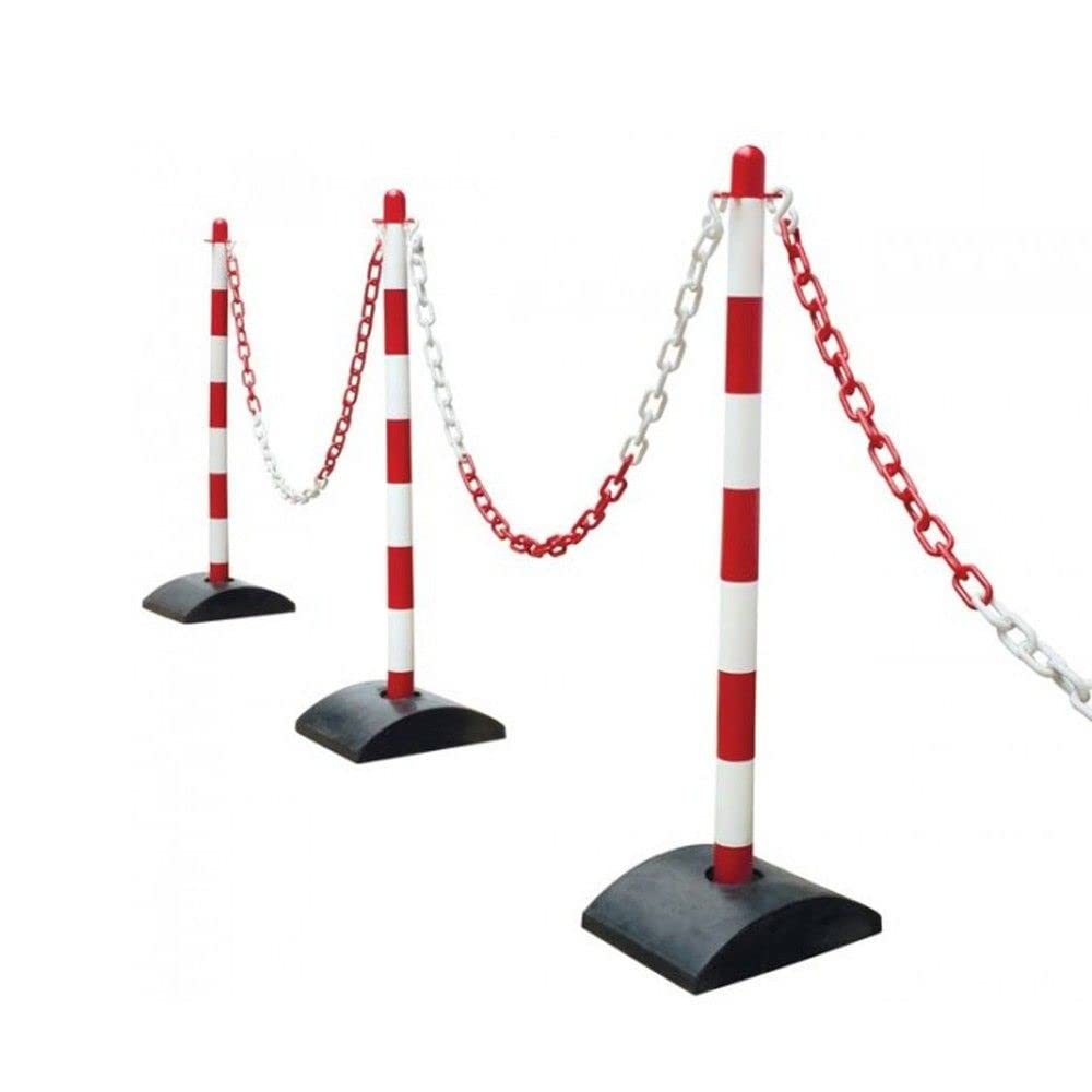 Chaîne de délimitation en plastique blanc rouge épaisseur 6 mm rouleau 25 m Brixo