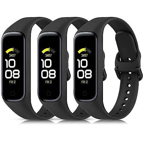 Vancle 3 Stück Armband für Samsung Galaxy Fit 2 Armband für Damen Herren, Weiches TPU Silikon Uhrenarmband Wasserdichtes Sport Ersatzarmband für Samsung Galaxy Fit2, Schwarz/Schwarz/Schwarz Elektronik & Foto
