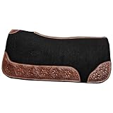 Tahoe Tack Western Wool Felt Saddle Pad with Designer Flower Tooling – Durable, Moisture-Wicking Pad for Comfort & Style