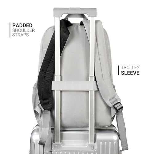 Image of ZORFIN 36L Backpack for College, and Travel: Water Resistant Bookbag with 8 Compartments - Grey