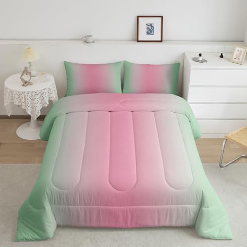 Erosebridal Sage Green and Pink Comforter Set Queen for Girls