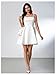 WDIRARA Women's Satin Bow Homecoming Dresses Spaghetti Strap Wedding Guest Gown Summer Mini Dress A White