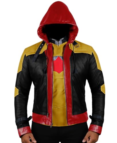 Replica Style Red Hood Mens Faux Leather Jacket Vest product thumbnail 12