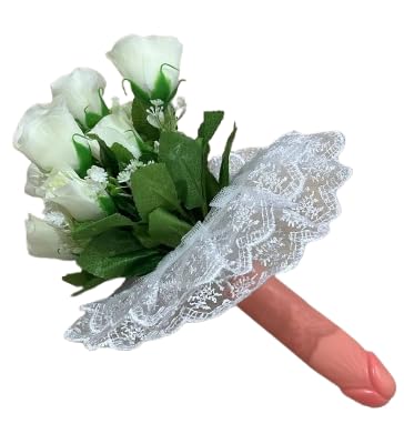 Addio al Nubilato Bouquet di Fiori Finti, Mazzo di Rose Bianche per la Sposa - Gadget Addio al Nubilato