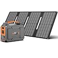 Solar Powered Generator 200W Peak/100W Rated, Portable Solar Generator Power Station with Solar Panels 40W Included, 146Wh Solar Power Bank with AC Outlet 110V for Home Use Camping Outdoor Adventure