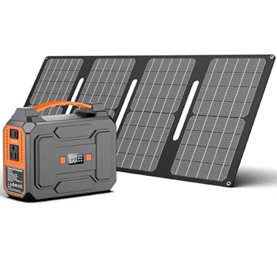 Solar Powered Generator 200W Peak/100W Rated, Portable Solar Generator Power Station with Solar Panels 40W Included, 146Wh Solar Power Bank with AC Outlet 110V for Home Use Camping Outdoor Adventure